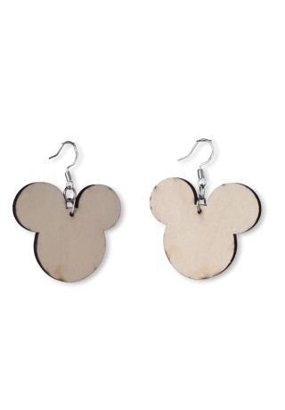 Mouse Ears Laser-Cut Wooden Earrings