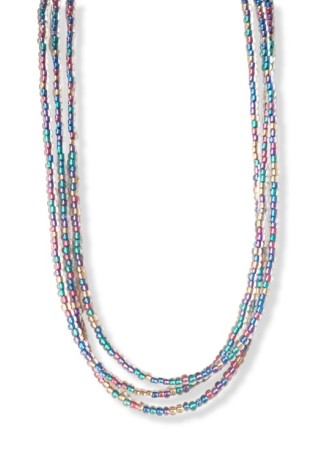 Multi-strand Rainbow Color Seed Bead Necklace