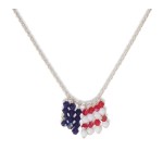 Red, White, & Blue Crystal Bi-Cone Bead Chain Necklace 