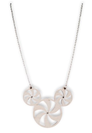 Mouse Pin-Wheel Ears Laser-Cut Wooden Necklace 