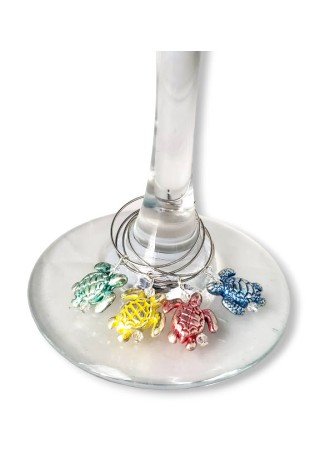 Multi-Color Turtles Wine Glass Charms
