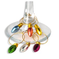 Multi-color Christmas Bulbs Wine Glass Charms