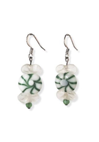 Green Crystal with Spearmint Candy Earrings Green Crystal with Spearmint Candy Earrings