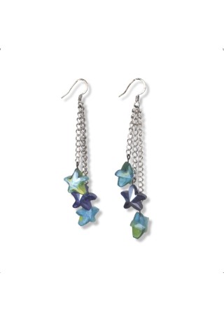 Aquamarine and Purple Star Earrings