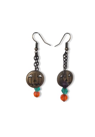 Bronze Pumpkin Multicolor Bead Earrings Bronze Pumpkin Multicolor Bead Earrings