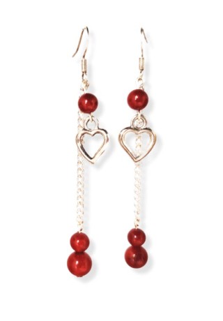 Red Riverstone Heart Earrings