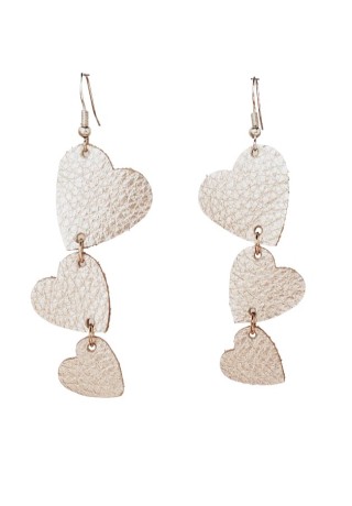 Gold Heart Leather Earrings