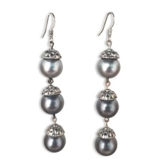 Silver Crystal Pearl Earrings