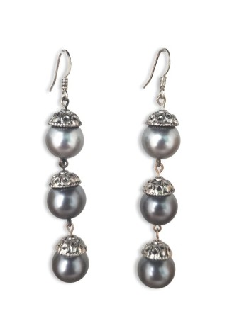 Silver Crystal Pearl Earrings