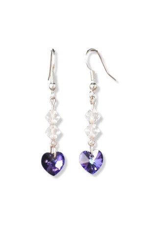 Austrian Crystal Purple Heart Earrings Austrian Crystal Purple Heart Earrings
