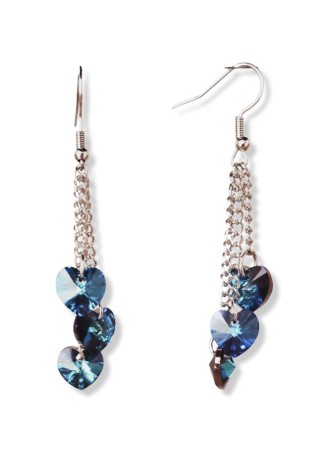 Austrian Crystal Blue Heart Earrings