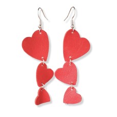 Red Leather Dangling Heart Earrings Red Leather Dangling Heart Earrings