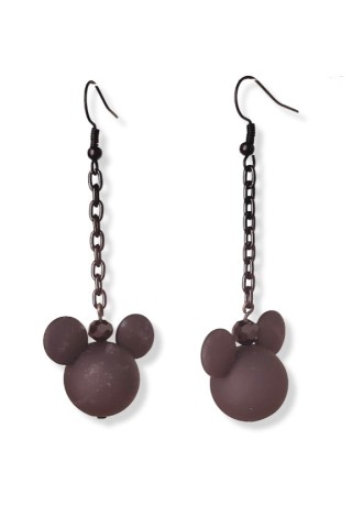Frosted Black Mouse Head Earrings