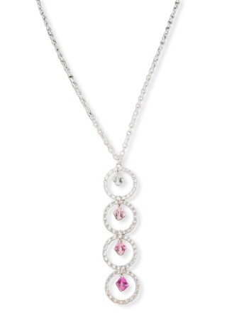 Austrian Crystal Gradated Pink Necklace with Hoop Charms