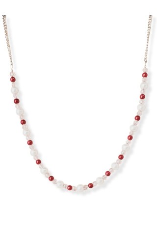 Red and White Crystal Pearls with Clear Crystals Red and White Crystal Pearls with Clear Crystals