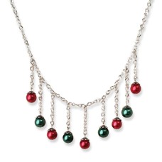Red and Green Crystal Pearl Chain Necklace