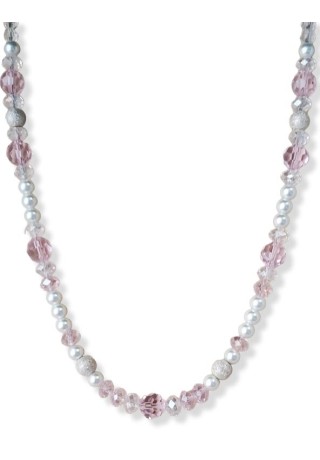 Pink and Clear Crystal Beads with White Crystal Pearl Necklace Pink and Clear Crystal Beads with White Crystal Pearl Necklace